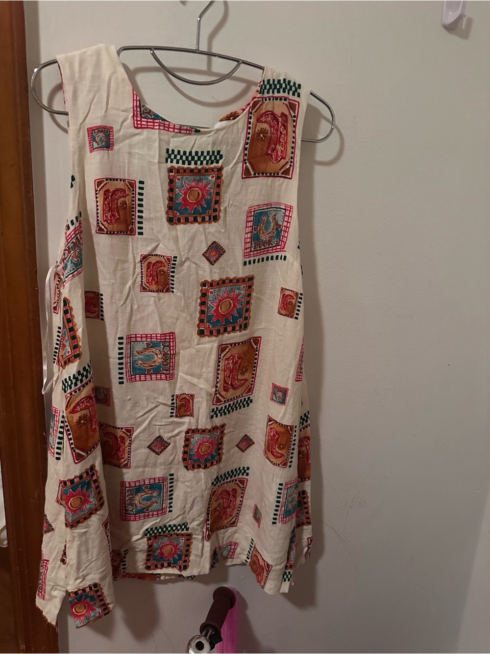 NWOT Cream Patchwork Print Mini Dress